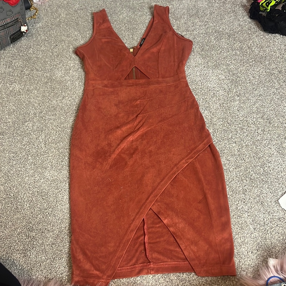 Chestnut suede midi Dress